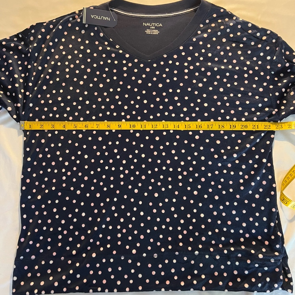 Nautica Two Piece Blue Pink Polka Dots Cozy Velour PJ Sleepwear Set Fall Winter - Picture 10 of 16